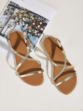 Load image into Gallery viewer, Metallic Plaited Detail Flat Sandals