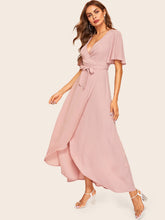 Load image into Gallery viewer, Bell Sleeve Surplice Wrap With Belt Dress