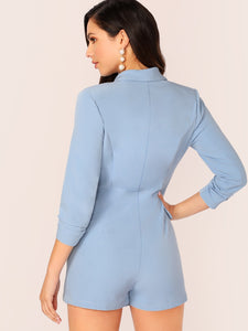 Button Front Shawl Collar Blazer Romper