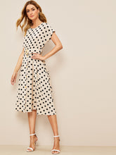 Load image into Gallery viewer, 60s Polka Dot Ring Belted Skater Dress