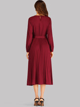 Load image into Gallery viewer, Self Tie Pleated Midi Dress