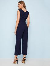 Load image into Gallery viewer, Self Tie Slit Side Surplice Jumpsuit