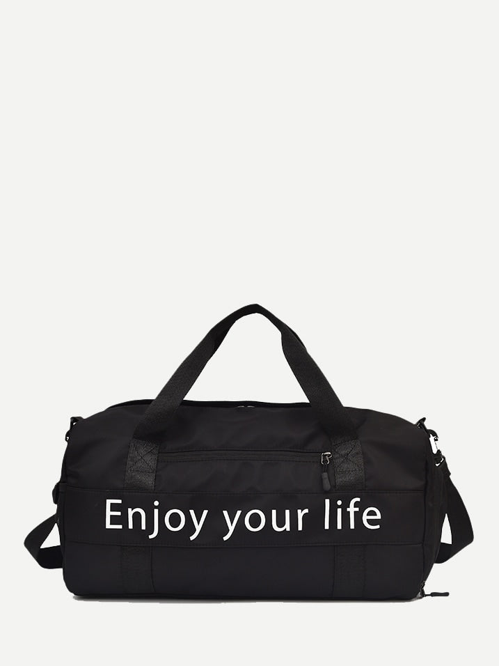 Slogan Print Duffle Bag