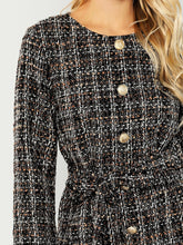 Load image into Gallery viewer, Raw Hem Belted Tweed Coat