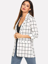 Load image into Gallery viewer, Dual Pocket Plaid Blazer