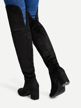 Load image into Gallery viewer, Block Heeled Thigh High Suede Boots