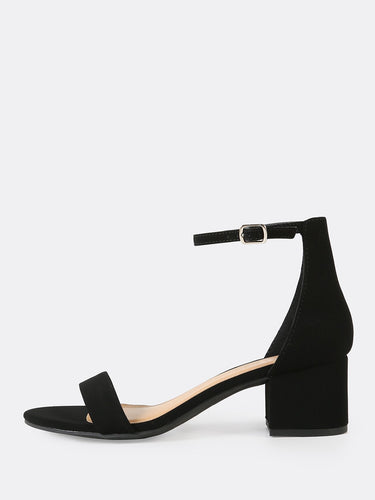 Nubuck Ankle Strap Low Heel Sandals