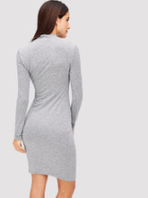 Load image into Gallery viewer, Mock Neck Heathered Knit Dress