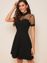 Load image into Gallery viewer, Sweetheart Neck Dot Mesh Skater Dress