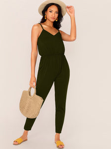 Solid Blouson Slip Jumpsuit