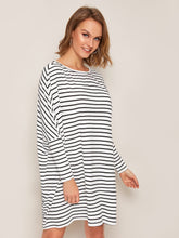 Load image into Gallery viewer, Batwing Sleeve Striped Oversized Dress