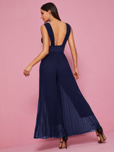 Load image into Gallery viewer, Backless Pleated Wide Leg Belted Jumpsuit