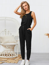 Load image into Gallery viewer, Solid Drawstring Waist Tank Jumpsuit