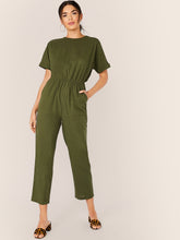 Load image into Gallery viewer, Keyhole Back Roll Up Sleeve Jumpsuit Without Belt