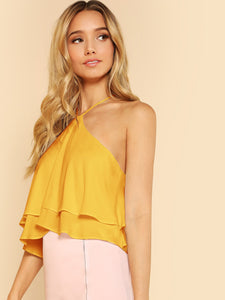 Zip Back Halter Flowy Top