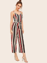 Load image into Gallery viewer, Striped Belted Cami Jumpsuit