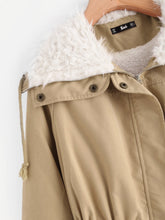 Load image into Gallery viewer, Fleece Lined Pocket Front Drawstring Parka Coat