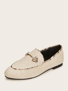 Metal Decor Snakeskin Detail Flats