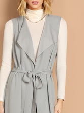 Load image into Gallery viewer, Bow Tie Waist Longline Belted Vest Coat