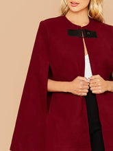 Load image into Gallery viewer, Strap Buckle Closure Cape Coat