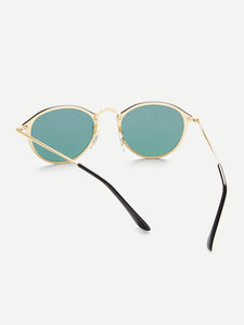 Mirror Lens Metal Frame Sunglasses