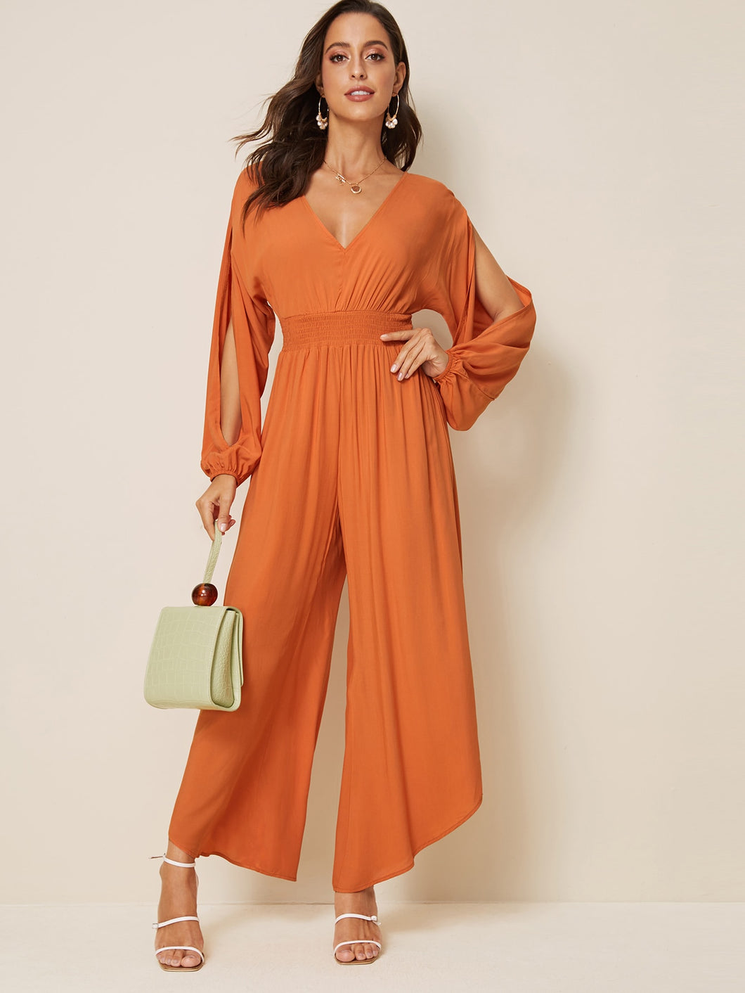 Split Sleeve Asymmetrical Hem Jumpsuit