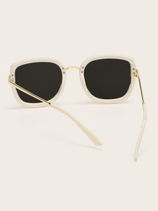 Plain Frame Flat Lens Sunglasses With Case