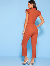 Load image into Gallery viewer, Frill Belted Zip Back Jumpsuit