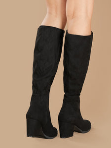 Plain Suede Knee High Boots