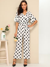 Load image into Gallery viewer, Surplice Neck Layered Flounce Sleeve Wide Leg Jumpsuit