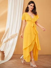 Load image into Gallery viewer, Self Belted Surplice Wrap Cape Dress