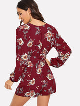 Load image into Gallery viewer, Floral Print Belted Romper