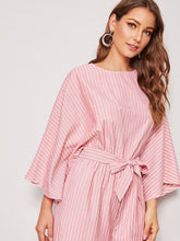 Load image into Gallery viewer, Striped Zip Back Belted Jumpsuit