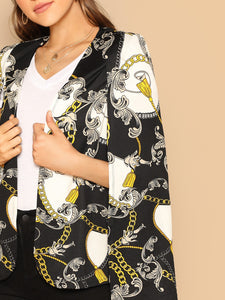 Chain Print Cape Blazer