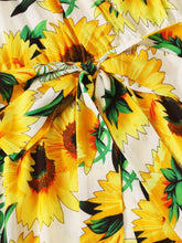 Load image into Gallery viewer, Sunflower Print Surplice Neck Belted Romper