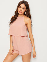 Load image into Gallery viewer, Split Back Blouson Halter Romper