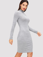 Load image into Gallery viewer, Mock Neck Heathered Knit Dress