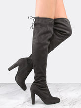 Load image into Gallery viewer, Almond Toe Chunky Heel Thigh High Boots