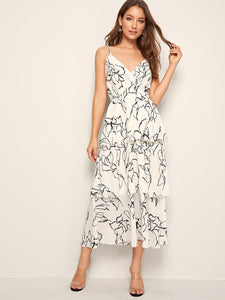 Abstract Print Tiered Layer Cami Dress