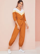 Load image into Gallery viewer, Cut And Sew Belted Jumpsuit