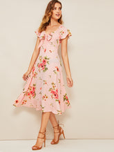 Load image into Gallery viewer, 40s Knot Front Flower Print Dress