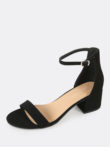 Nubuck Ankle Strap Low Heel Sandals