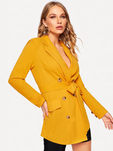 Button Detail Notched Collar Coat