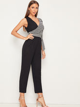 Load image into Gallery viewer, Striped Asymmetrical Tie Side Jumpsuit