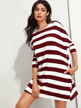 Load image into Gallery viewer, Batwing Sleeve Striped Dress