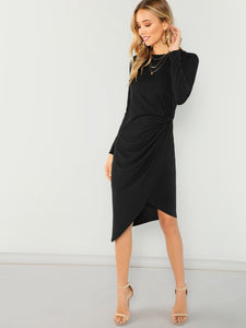 Twist Side Wrap Asymmetrical Dress