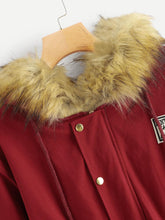 Load image into Gallery viewer, Faux Fur Trim Hooded Drawstring Parka