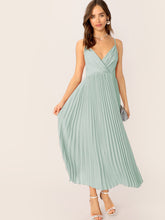 Load image into Gallery viewer, Surplice Neck Pleated Cami Dress