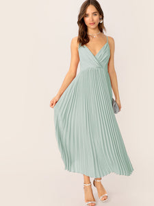 Surplice Neck Pleated Cami Dress