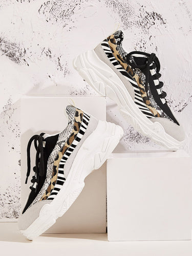 Animal Scarf Print Chunky Sole Trainers